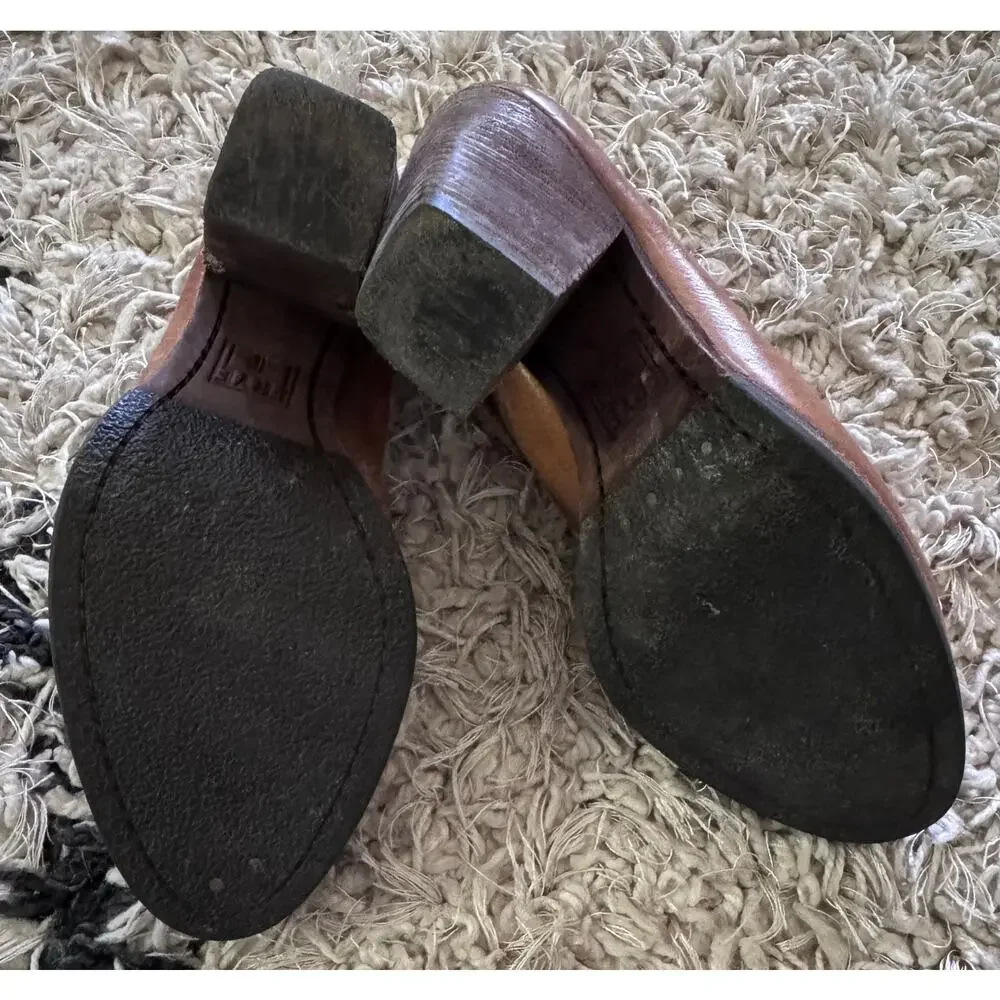Frye Patty Slingback Brown Leather Block Heel Clog Mules Women’s 6 M